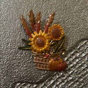 Sunflower and Pumpkin Brooch